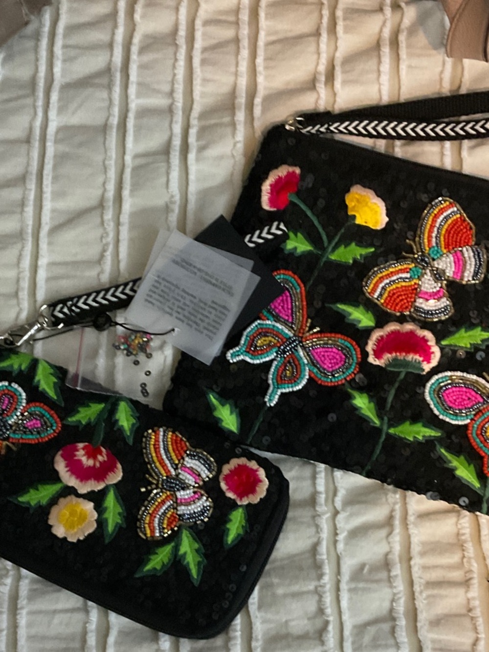 Lisa Bundle Black Beaded Butterfly & Floral Crossbody Bag - Picture 1 of 1